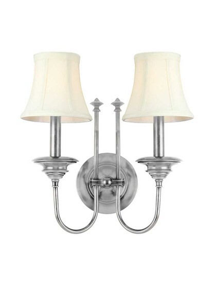 Yorktown 2-Light Wall Sconce in Polished Nickel.